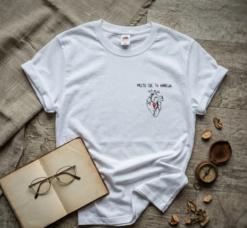 'Where You Live' Russian Quote Anatomical Heart T-Shirt