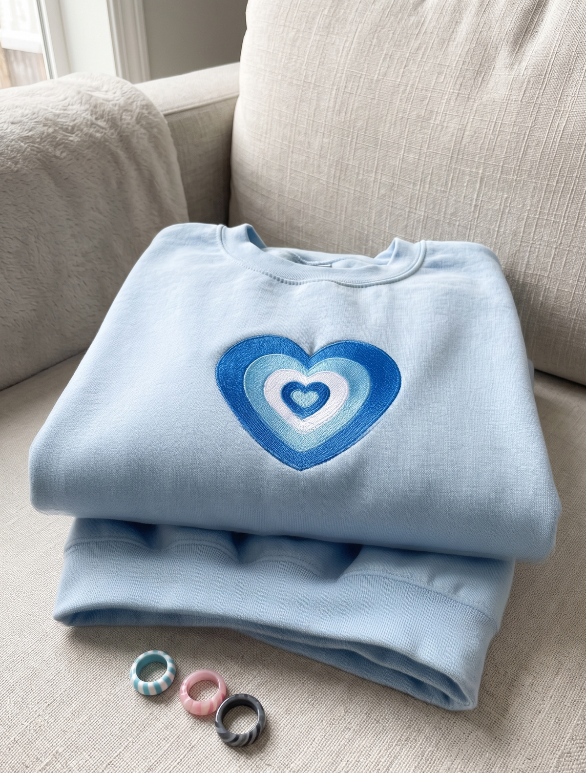 Retro Heart Embroidered Sweatshirt
